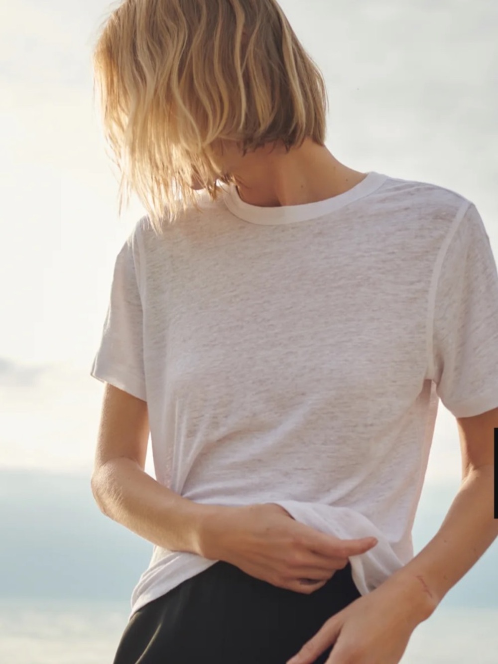 SOLDOUT NYC The Linen Perfect Tee Women's White S/S Shirt Size M NWT